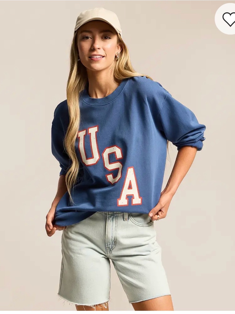 Washed Blue 'USA' Crewneck Sweatshirt